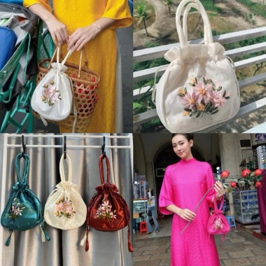 Túi thêu hoa dây rút xinh xắn – Giá chỉ 55.000đ, giảm tới 13.750đ, phụ kiện thời trang nữ