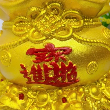Túi tiền vàng phong thủy tài lộc size to, hũ vàng thần tài, ống tiết kiệm heo đất, quà tặng may mắn - chỉ 135.000₫ 5