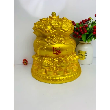 Túi tiền vàng phong thủy tài lộc size to, hũ vàng thần tài, ống tiết kiệm heo đất, quà tặng may mắn - chỉ 135.000₫ 7