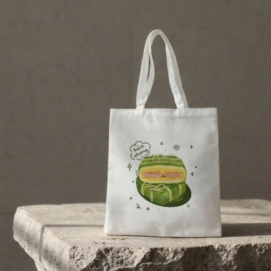 Túi Tote Canvas 33x38cm Có Khóa Phong Cách Xuân Tết In Bánh Chưng Giá 59k