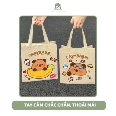 Túi Tote Canvas Capybara Không Dệt - Dễ Thương Đựng Sách, Quà Sinh Nhật, Giá 22.049₫ 5