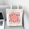 Túi tote canvas cotton hoa Flower đeo vai thời trang Hàn Quốc, vừa A4, 49,000 VND 4