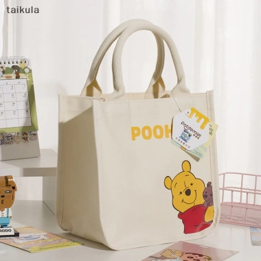 Túi tote canvas đa năng hình Gấu, Dâu Tây, Stitch, Ba Mắt Winnie Pooh - Túi Bento, Xách Taikula Túi tote canvas đa năng hình Gấu, Dâu Tây, Stitch, Ba Mắt Winnie Pooh - Túi Bento, Xách Taikula