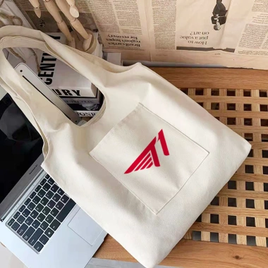 Túi Tote Canvas Đeo Vai T1 Tê Đỏ Ngăn Ngoài Đựng A4 - Giá 45.000₫