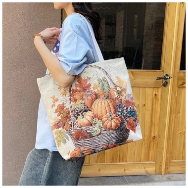 Túi Tote Canvas HX405 dung lượng lớn, thêu hai mặt, khóa kéo, túi du lịch 85k 2