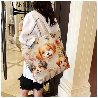 Túi Tote Canvas HX405 dung lượng lớn, thêu hai mặt, khóa kéo, túi du lịch 85k 6