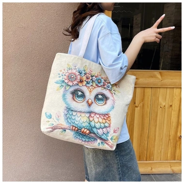 Túi Tote Canvas HX405 dung lượng lớn, thêu hai mặt, khóa kéo, túi du lịch 85k 7