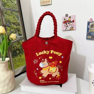 Túi Tote Canvas Năm Ngựa Xô Đỏ May Mắn 2.026 - Thiết Kế Dễ Thương, Phù Hợp Hội Nghị và Quà Tặng 6 Túi Tote Canvas Năm Ngựa Xô Đỏ May Mắn 2.026 - Thiết Kế Dễ Thương, Phù Hợp Hội Nghị và Quà Tặng 6