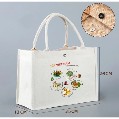 Túi Tote Canvas Tết Việt Nam Đoàn Viên In Bánh Chưng Dưa Hành, Giá 61.880 VND