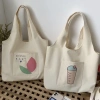 Túi tote canvas thời trang đeo vai, ngăn ngoài hoạ tiết đáng yêu, vừa A4 - Giá chỉ 45.000₫