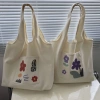 Túi tote canvas thời trang đeo vai, ngăn ngoài hoạ tiết đáng yêu, vừa A4 - Giá chỉ 45.000₫ 2