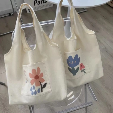 Túi tote canvas thời trang đeo vai, ngăn ngoài hoạ tiết đáng yêu, vừa A4 - Giá chỉ 45.000₫ 3