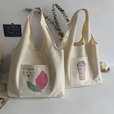 Túi tote canvas thời trang đeo vai, ngăn ngoài hoạ tiết đáng yêu, vừa A4 - Giá chỉ 45.000₫ 4