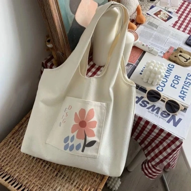Túi tote canvas thời trang đeo vai, ngăn ngoài hoạ tiết đáng yêu, vừa A4 - Giá chỉ 45.000₫ 10
