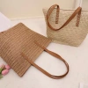 Túi tote cói dây da khoá kéo - Đan xương cá, phong cách đi biển, chỉ 145.000đ 6