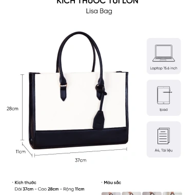 Túi tote da công sở LIMI 6 màu Đựng laptop 15.6 inch A4 size lớn vừa giảm giá 400k