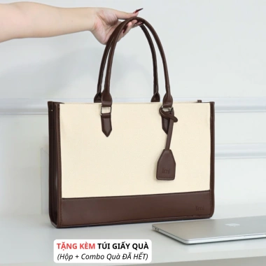 Túi tote da công sở LIMI 6 màu Đựng laptop 15.6 inch A4 size lớn vừa giảm giá 400k