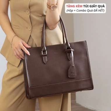 Túi tote da công sở LIMI 6 màu Đựng laptop 15.6 inch A4 size lớn vừa giảm giá 400k