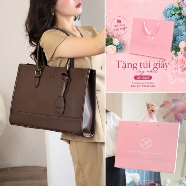 Túi tote da công sở LIMI 6 màu Đựng laptop 15.6 inch A4 size lớn vừa giảm giá 400k