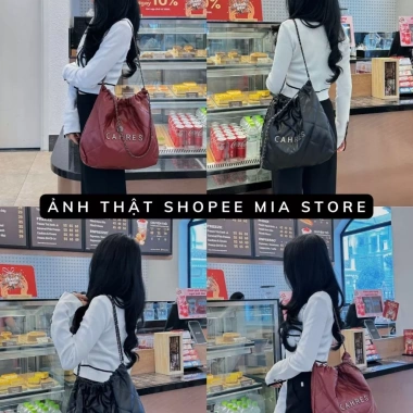 Túi tote da mềm cỡ lớn xách tay kéo dây, hobo dây xích, vừa A4 laptop - 262k