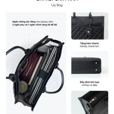 Túi Tote Da Nữ LIMI 5 màu Ngăn laptop 15 inch, đựng A4, thích hợp công sở học đường