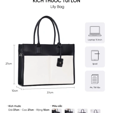Túi Tote Da Nữ LIMI 5 màu Ngăn laptop 15 inch, đựng A4, thích hợp công sở học đường