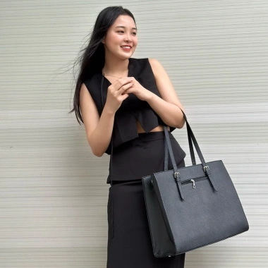 Túi tote da PU cao cấp lớn, ngăn chống sốc laptop A4, đeo chéo đa năng giá ưu đãi 379k 3