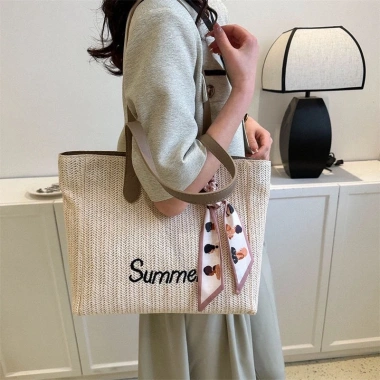 Túi Tote đan cói họa tiết Summer trẻ trung - túi biển Hàn Quốc siêu xinh, giảm còn 119k