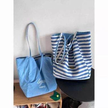 Túi Tote Hai Mặt Muối Biển Xanh Vải Sọc Cao Cấp Dành Cho Nữ Giá Ưu Đãi 108.000₫