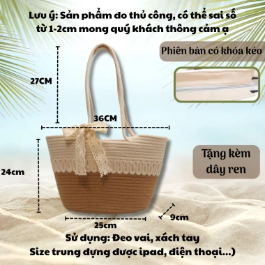 Túi Tote KOHATS vintage to đeo vai xách tay khoá kéo tiện lợi du lịch 119k 10
