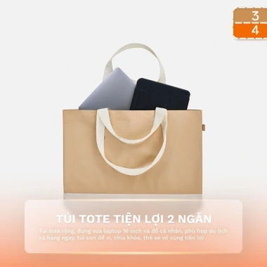 Túi Tote Nam Nữ Vải Cotton Pha Nylon Dáng Rộng Phối Màu Giá chỉ 99.000đ