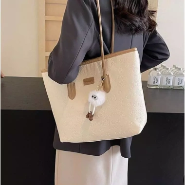 Túi tote nữ đeo vai in hình dễ thương kèm móc khóa thời trang, giá chỉ 79.000