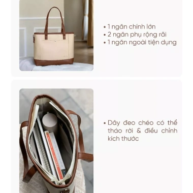 Túi tote nữ GILAN Coco Bag da size lớn, đựng Laptop A4, đi làm, đi học 389k 4