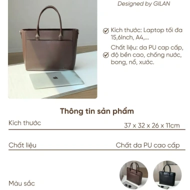 Túi tote nữ GILAN Glady Bag - Đựng Laptop, A4, đi làm, đi học, giảm còn 385.000₫