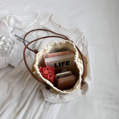 Túi Tote Nữ Retro Đa Năng Dung Tích Lớn Ống Hút Dệt Đeo Vai - Giá 117.720₫ 9