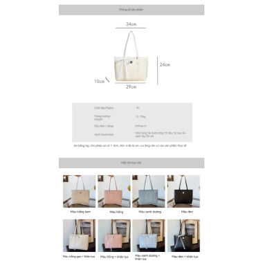 Túi Tote Nữ Viellec - Dung Tích Lớn, Thích Hợp Du Lịch - Giá 355.767 VND 9