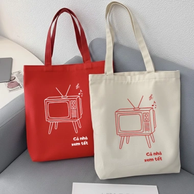 Túi tote vải bố canvas cotton thời trang, đựng A4, thích hợp đi học đi chơi - Giá chỉ 75.000đ