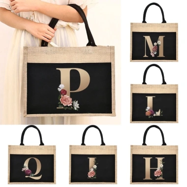 Túi Tote vải lanh in chữ vàng nổi bật, nhẹ gọn đi biển và mua sắm - Chỉ 70.200₫