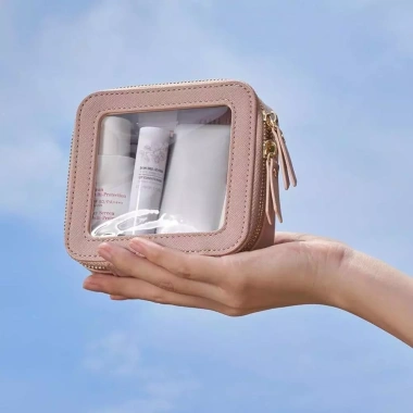 Túi trang điểm trong suốt UUMIR có dây kéo, chống nước, vuông di động cho nữ