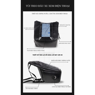 Túi Treo Đầu Xe Máy Chống Nước, Ngăn Đồ Tiện Dụng & Màng Cảm Ứng, Giá 55.000 VND 6