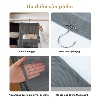 Túi treo JYoohome 6 ngăn chống bụi bẩn cho tủ quần áo, tiện lợi bảo quản đồ 2