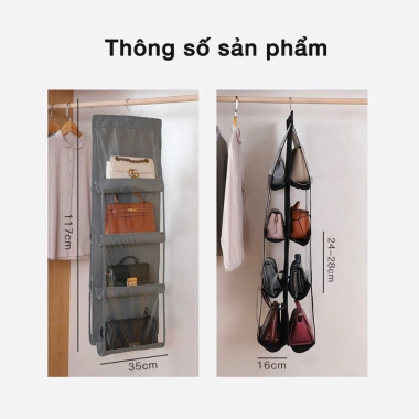 Túi treo JYoohome 6 ngăn chống bụi bẩn cho tủ quần áo, tiện lợi bảo quản đồ 6
