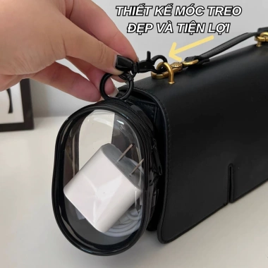 Túi tròn trong suốt đựng dây sạc & tai nghe - móc khóa treo, gọn gàng, tiết kiệm không gian, chỉ 40.000₫