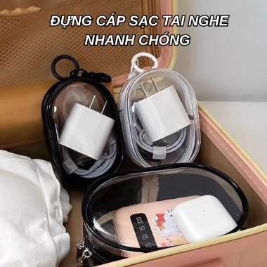 Túi tròn trong suốt đựng dây sạc & tai nghe - móc khóa treo, gọn gàng, tiết kiệm không gian, chỉ 40.000₫ 5 Túi tròn trong suốt đựng dây sạc & tai nghe - móc khóa treo, gọn gàng, tiết kiệm không gian, chỉ 40.000₫ 5