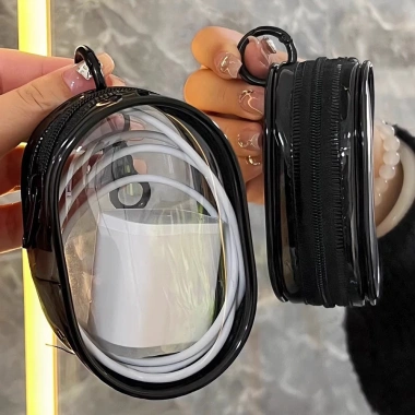 Túi tròn trong suốt đựng dây sạc & tai nghe - móc khóa treo, gọn gàng, tiết kiệm không gian, chỉ 40.000₫