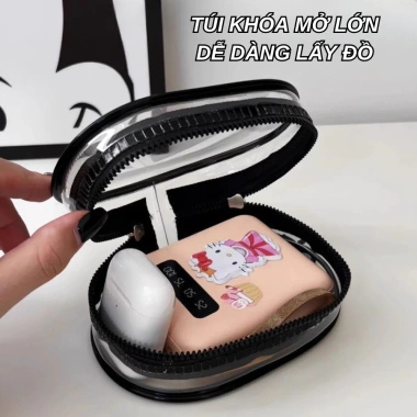 Túi tròn trong suốt đựng tai nghe, cáp sạc điện thoại - Nhỏ gọn, móc treo tiện lợi, chỉ 40.000 VND 3