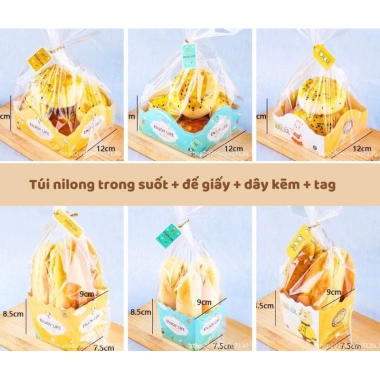 Túi trong suốt đế giấy hình ngộm đựng bánh quy 10 cái - Giá 26.000 VNĐ, giảm giá