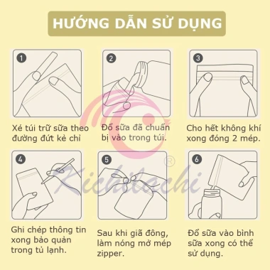 Túi trữ sữa Kichilachi 250ml 50 túi cảm biến nhiệt hình thú công nghệ Nhật Bản - Giá 125k Uni Baby