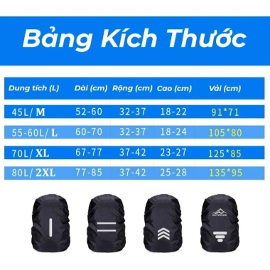 Túi Trùm Balo Chống Thấm Nước Đi Mưa Phản Quang Đa Năng - Khóa Cài Tiện Ích cho Du Lịch và Đi Học 3 Túi Trùm Balo Chống Thấm Nước Đi Mưa Phản Quang Đa Năng - Khóa Cài Tiện Ích cho Du Lịch và Đi Học 3