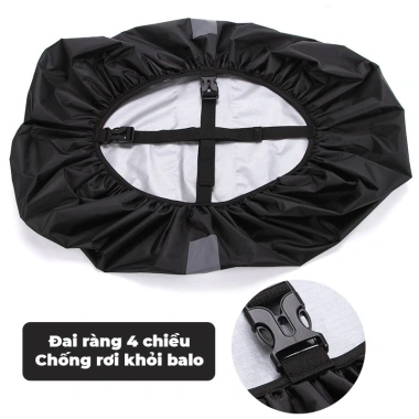 Túi Trùm Balo Chống Thấm Nước Đi Mưa Phản Quang Đa Năng - Khóa Cài Tiện Ích cho Du Lịch và Đi Học